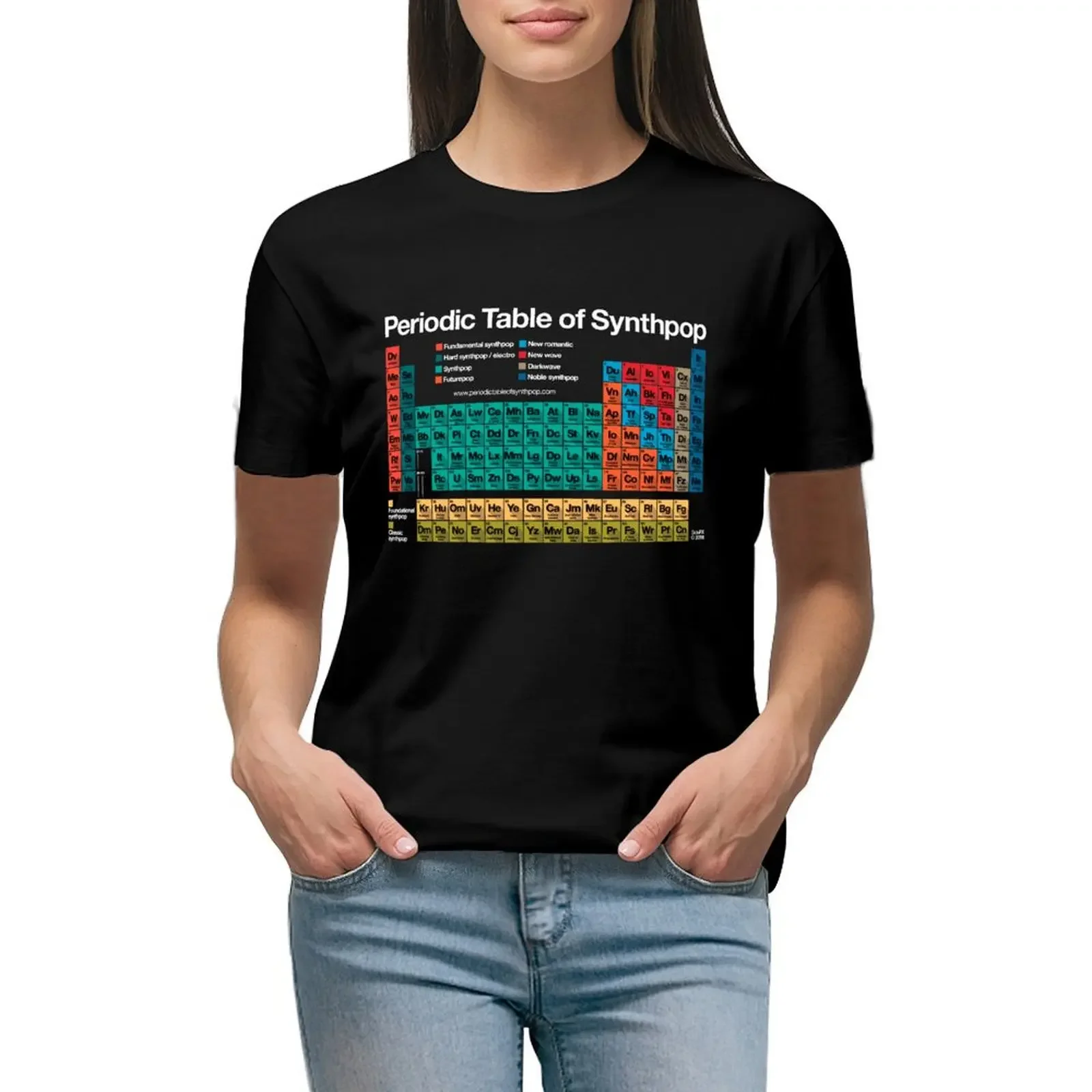 Periodic Table of Synthpop (dark background) T-Shirt sports fans anime clothes tops t-shirt dress for Women long