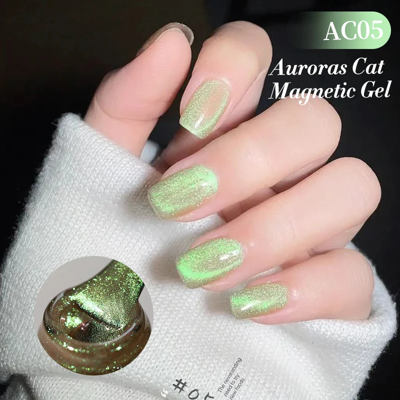 BORN PRETTY Auroras Mint Manbo Green Cat Magnetic Gel Nail Polish 10ml Semi Permanent Glimmer Crystal Magnet Nail Gel Polish