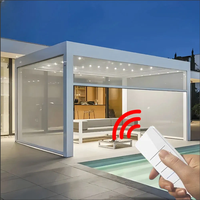 Pergola Electric rainproof garden louver aluminum pergola outdoor gazebo motorized sunshade backyard pergola with roller blinds