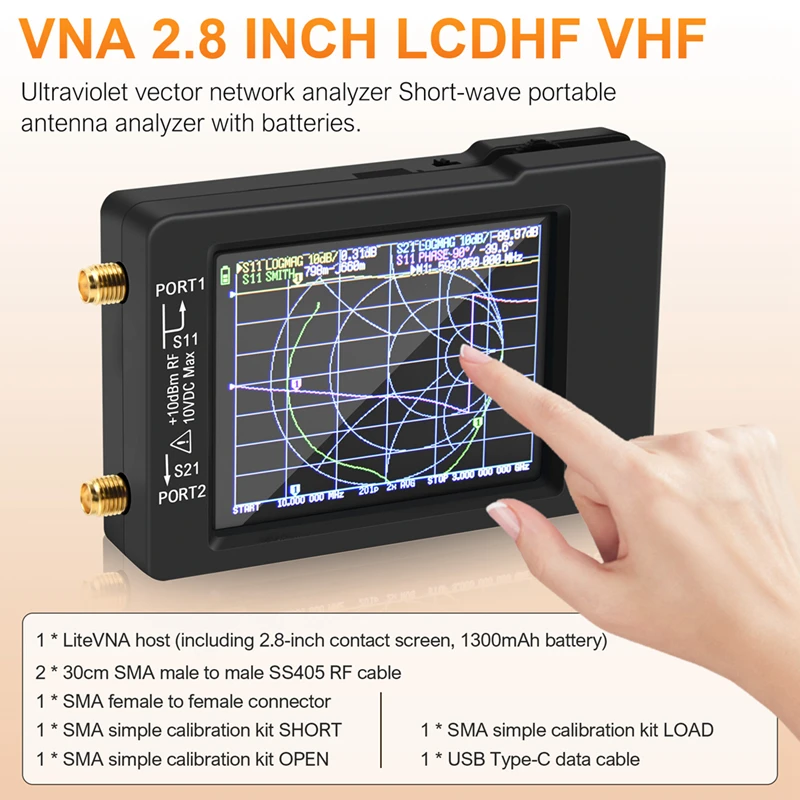 Litevna penganalisa antena portabel, Analyzer antena portabel 6Ghz VNA 2.8 inci LCDHF VHF UHF jaringan vektor UV pendek dengan baterai