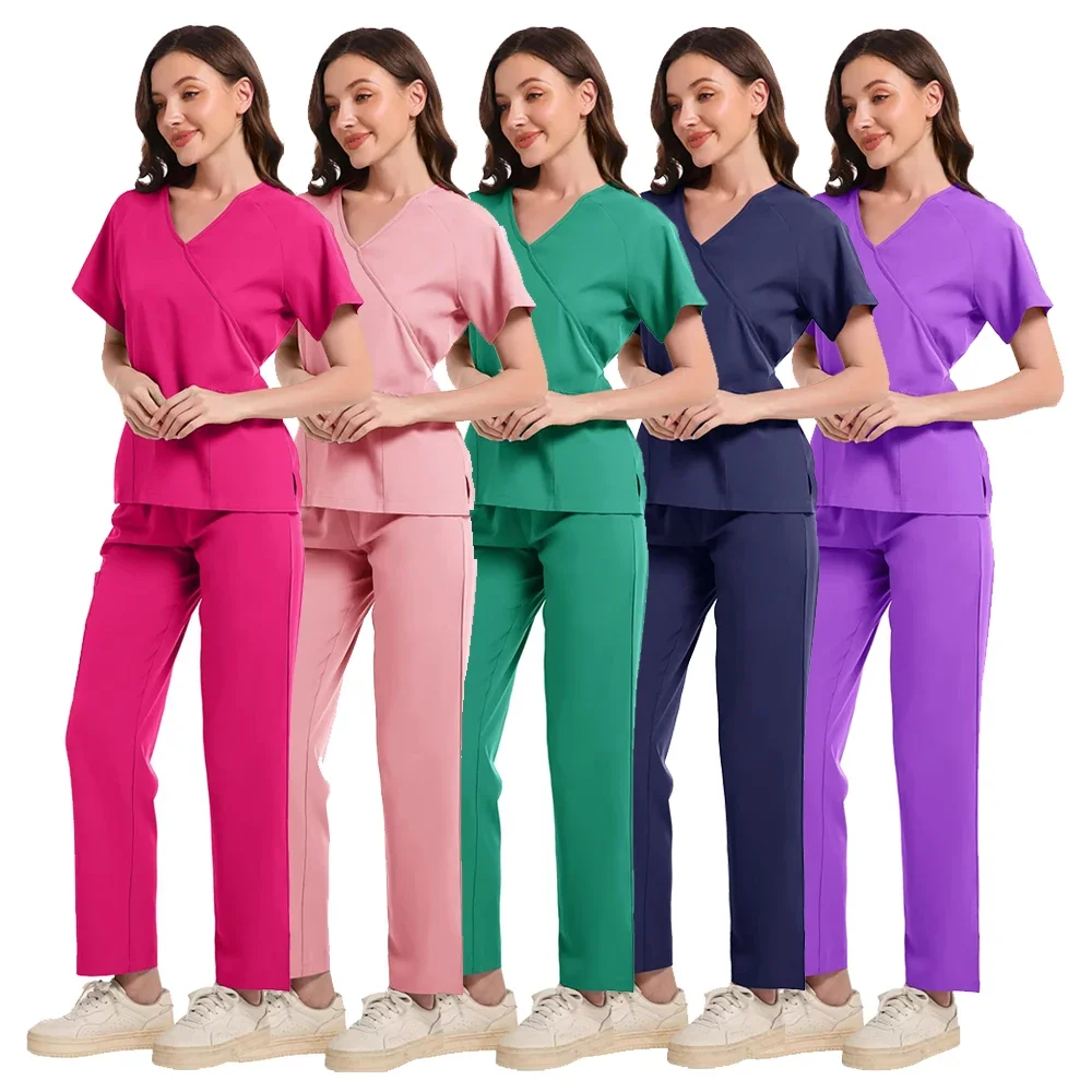 

Classic Nurse Scrubs Set Men Woman Nurse Accessories Medical Uniform Surgical Dental Clinical Top Pants Lab Workwear Clothes