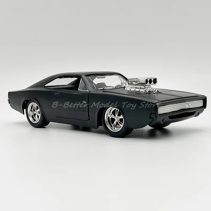 

1:24 Diecast Car Model Toy Frosted Black Dom's Dodge Charger R/T Vehicle Miniature Replica