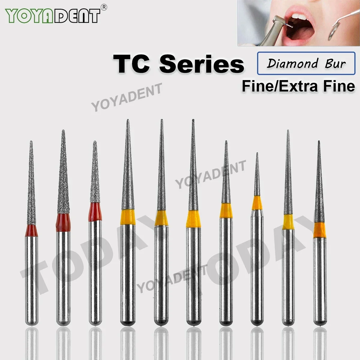 Tc tipo fino dental diamante burs odontologia morangos dia.1.6mm para handpiece de alta velocidade dia-burs ferramentas dentista 10 unidades/pacote