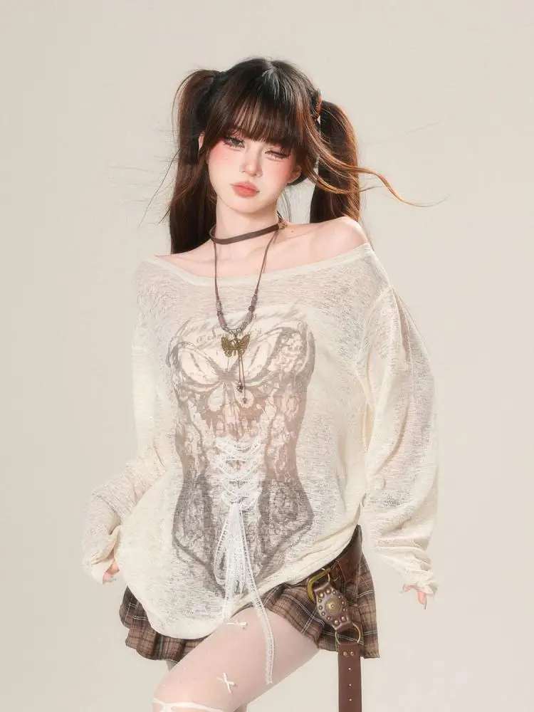 Erwofeina Hotsweet تانك القمم الجرافيك تي شيرت 2000s الملابس Y2k كم طويل تيز الكورية موضة ملابس امرأة الصيف رداء علوي غير رسمي