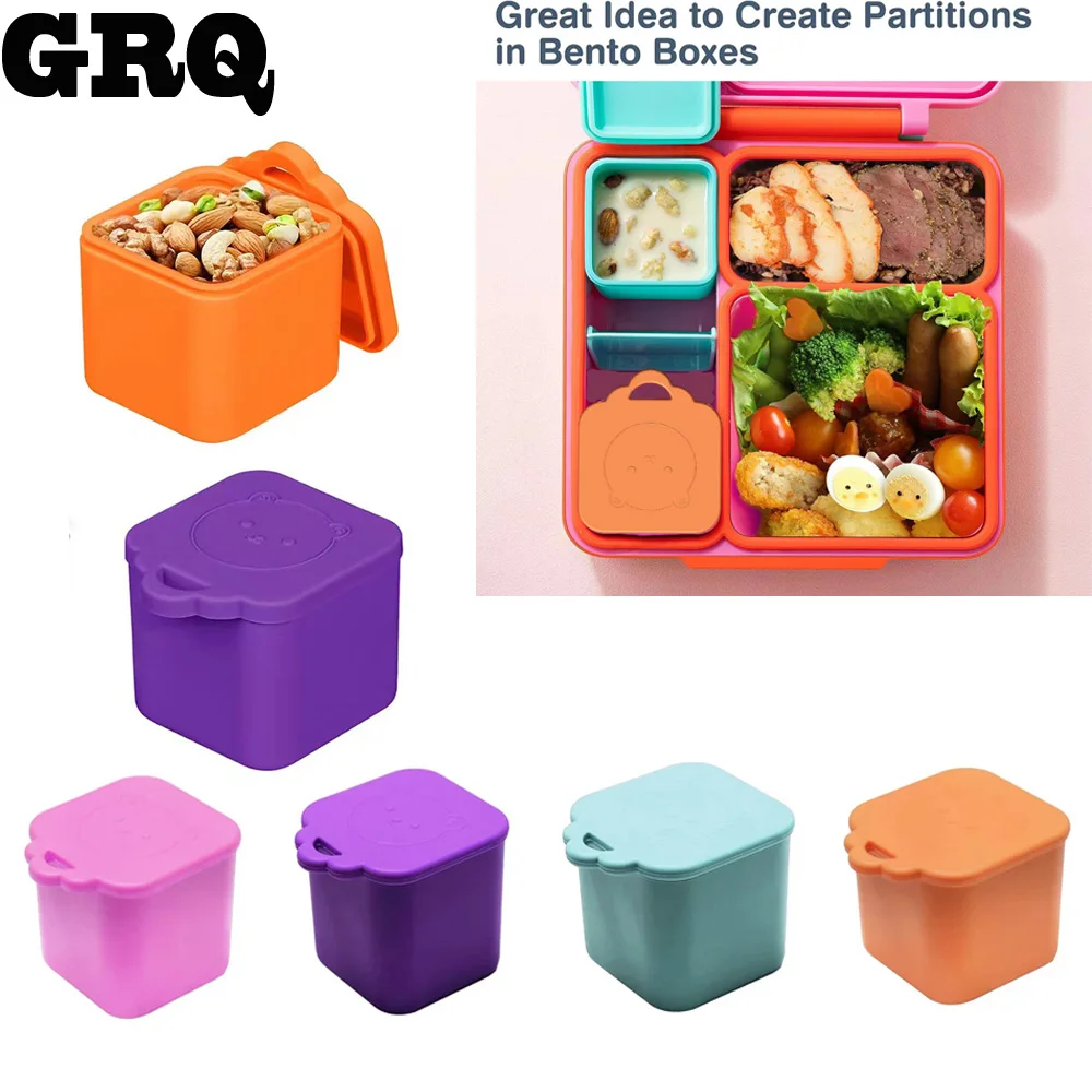 Kid's Lunch box Non-stick Silicone With Lid Small Condiment Snack box kids Dip Container Sauce Cup Food storage container