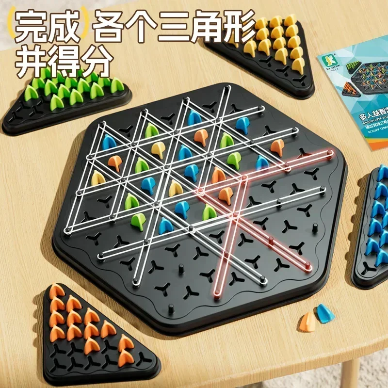 New Geometry Chain Chess Puzzle Triangle Chess Desktop Game Rubber Band Training Family Interaction Exercise Thinking Toys Gifts