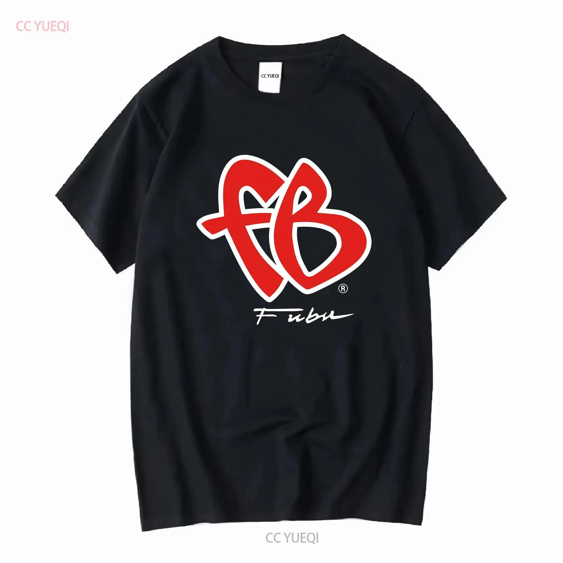 Vintage Fubu Big Logo T Shirt Black S Rap Hip Hop Y2K long or short sleeves vintage Washed Versatile Stylish Soft Breathable