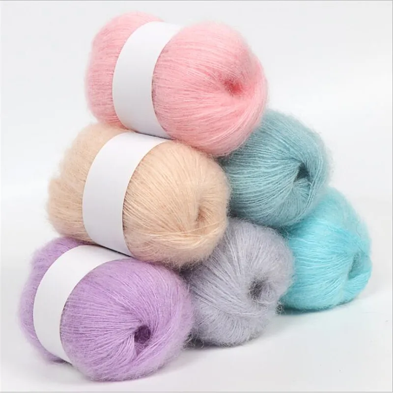 50g Mohair venta al por mayor lana fina suave utilizada para enganchar accesorios de fotografía de bebé suéter tejido