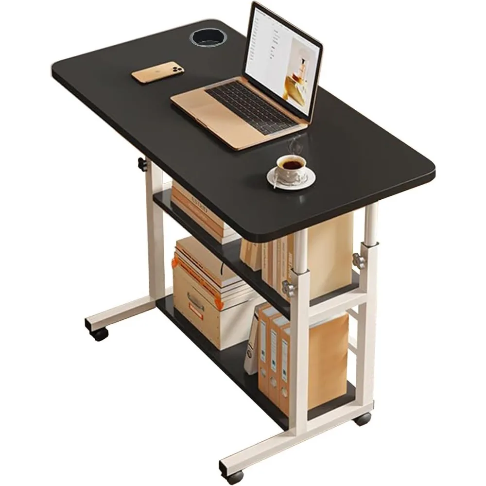 

Rolling Desk Adjustable Height,Small Computer Desk for Small Spaces,Study Student Writing Table for Bedroom