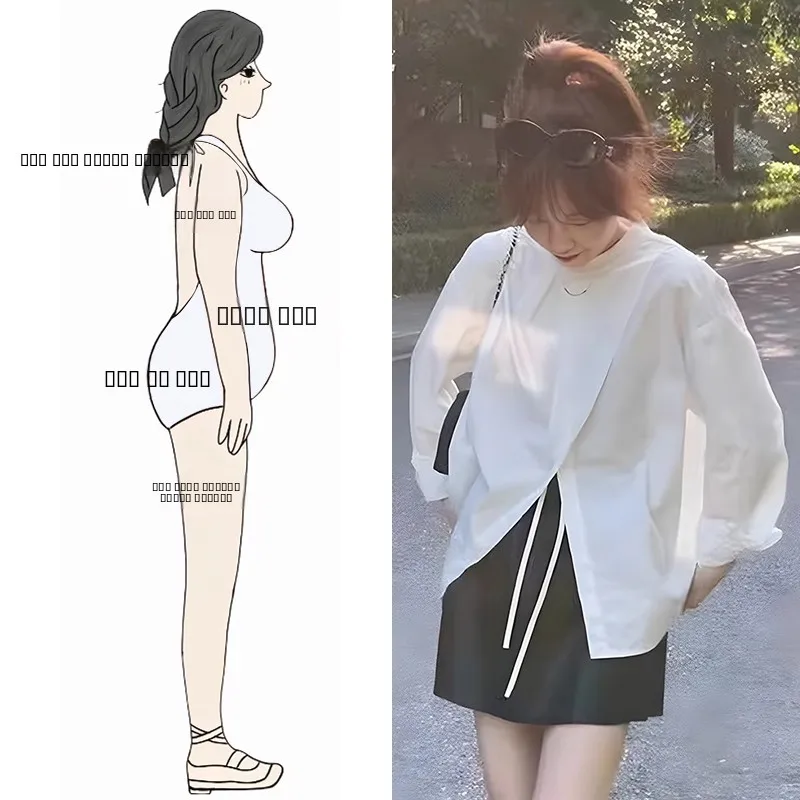 Conjunto Feminino Plus Size de Duas Peças: Camisa Branca Solta e Saia Curta - Nova Coleção Outono Casual Elegante