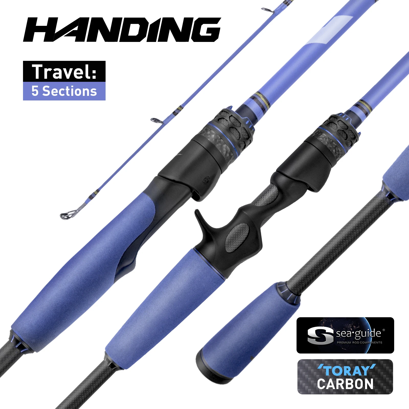 HANDING Star Trails Portable Fishing Rod 45cm Travel Rod 114g Spinning Fishing Rod Toray® 40 Ton Carbon Blanks Seaguide LS Guide