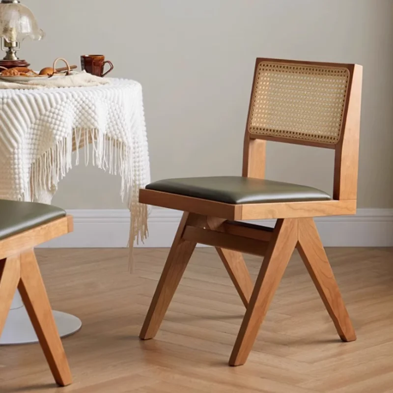 

Wooden Vintage Dining Chairs Ergonomic Computer Space Saving Dining Chairs Comfortable Minimalist Silla Plegable Home Furniture