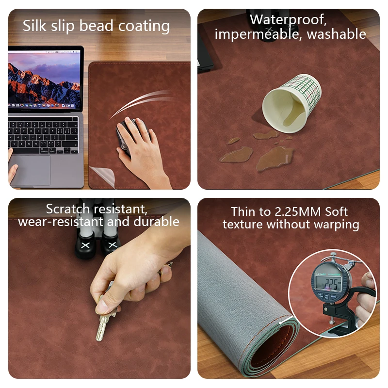 Mouse Pad Crazy Horse Leather Waterproof Sweatproof Slide Smooth Retro Style Keyboard Pad Desk Pad xxl Multicolor