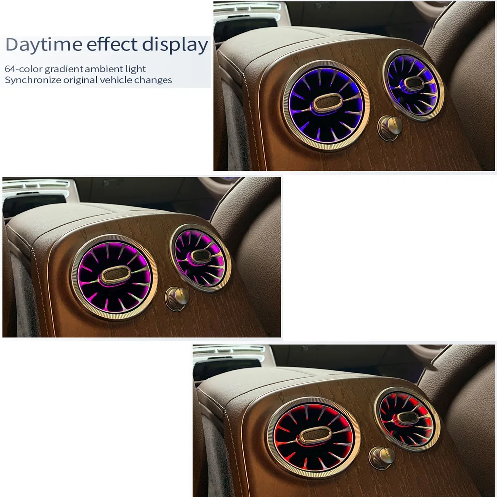 

Rear Air Conditioning Vents 64Color LED Turbine Ambient Light For Mercedes Benz C /E/GLC/ Class W213