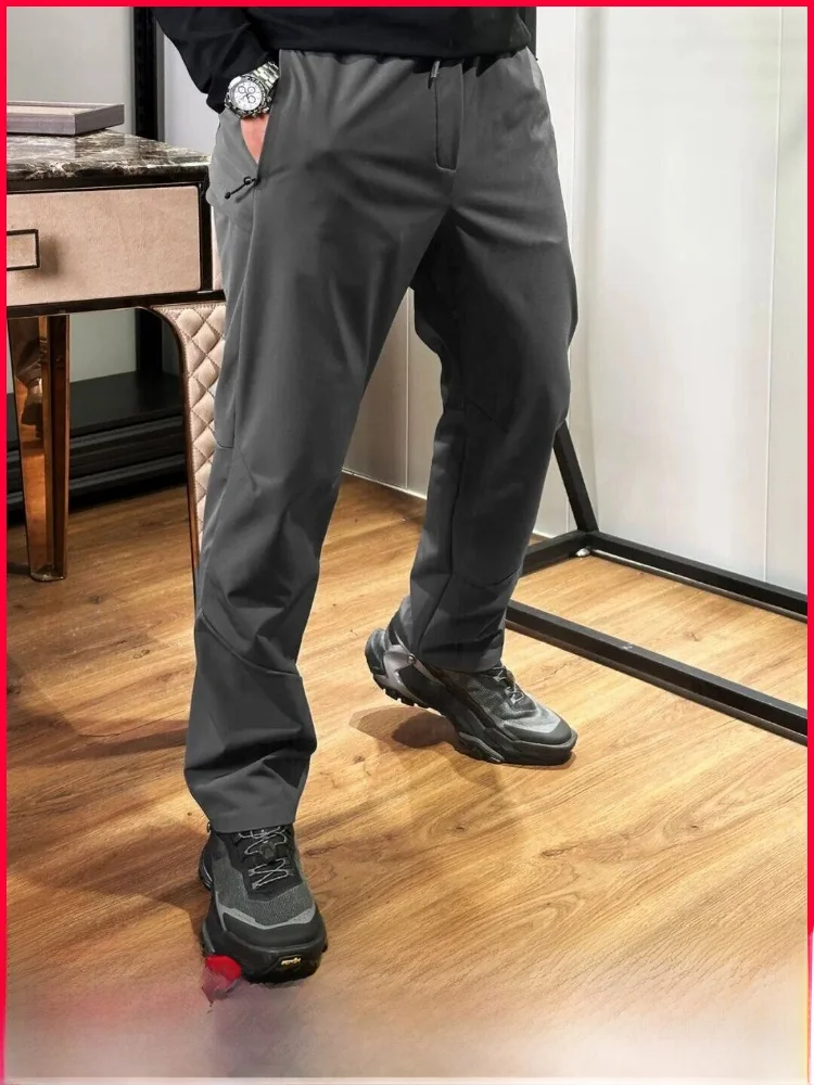 

Men's Outdoor Casual Pants Fce Lined Soft ell 3D Surrounding Cut Warm Autumn Winter Straight Leg Zipper mid Waist