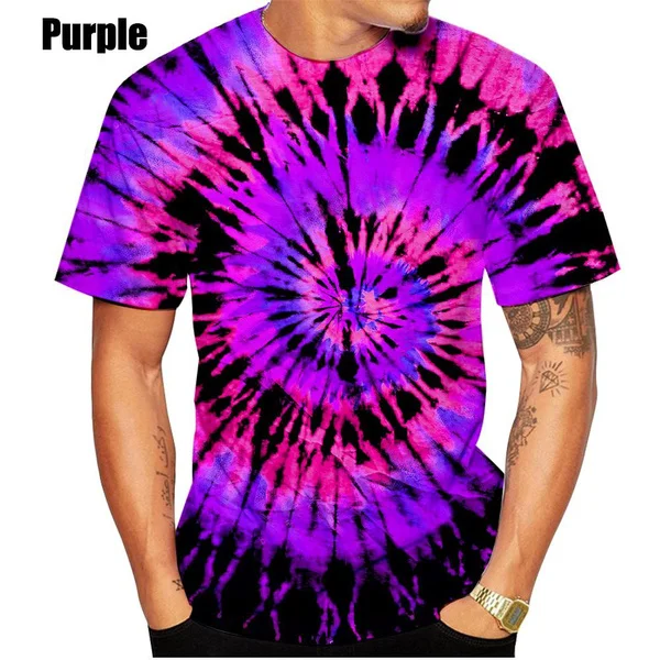 Vintage T Shirts For Men Tie Dye Pattern 3D Printed Short Sleeve Fashion Oversized T-shirt Casual Men\'s Clothing