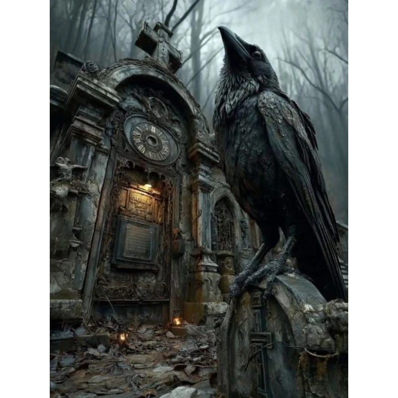 500/1000/1200/2000 PCS Jigsaw Puzzles Horror Gothic Raven Family Activity Games for Gameroom Bedroom Gift Home Decor