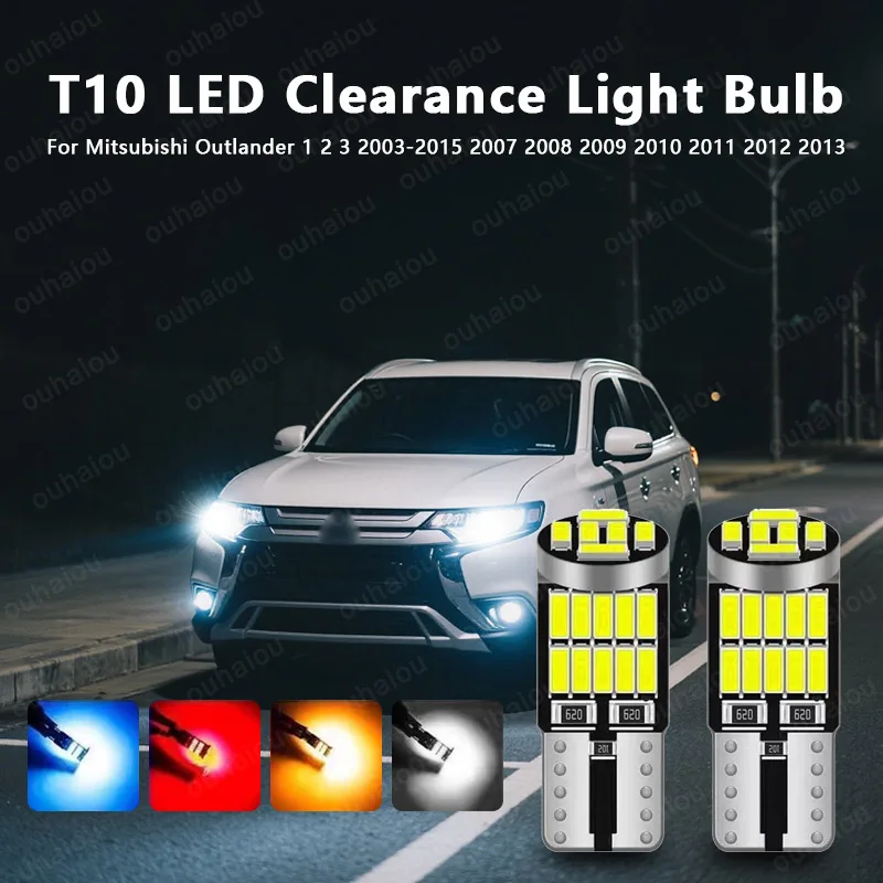 

2PCS For Mitsubishi Outlander 1 2 3 2003-2015 2007 2008 2009 2010 2011 2012 2013 LED Parking Light T10 W5W Clearance Lamp CANbus
