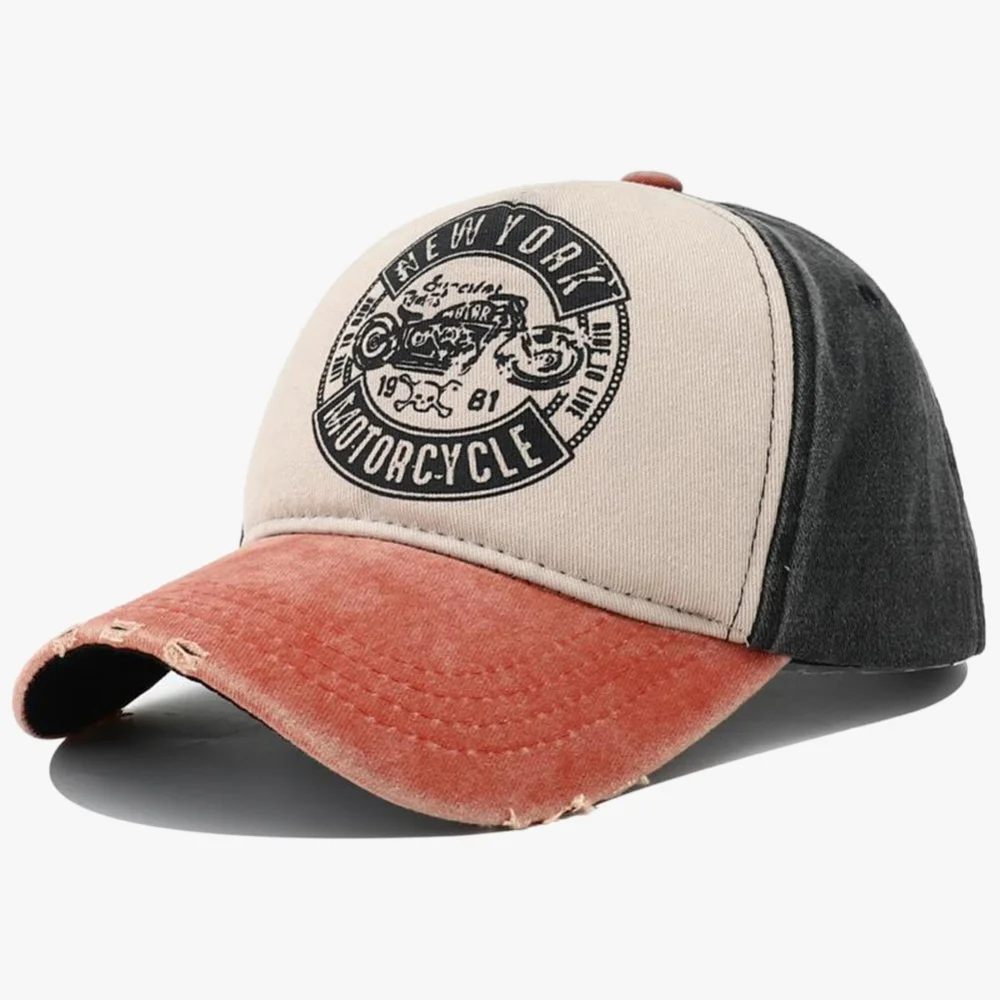 Unisex Baseball Caps Man Women Retro Cap Letters & Motor Print Retro Adjustable Hats Spring and Summer Outdoor Sunscreen Hat