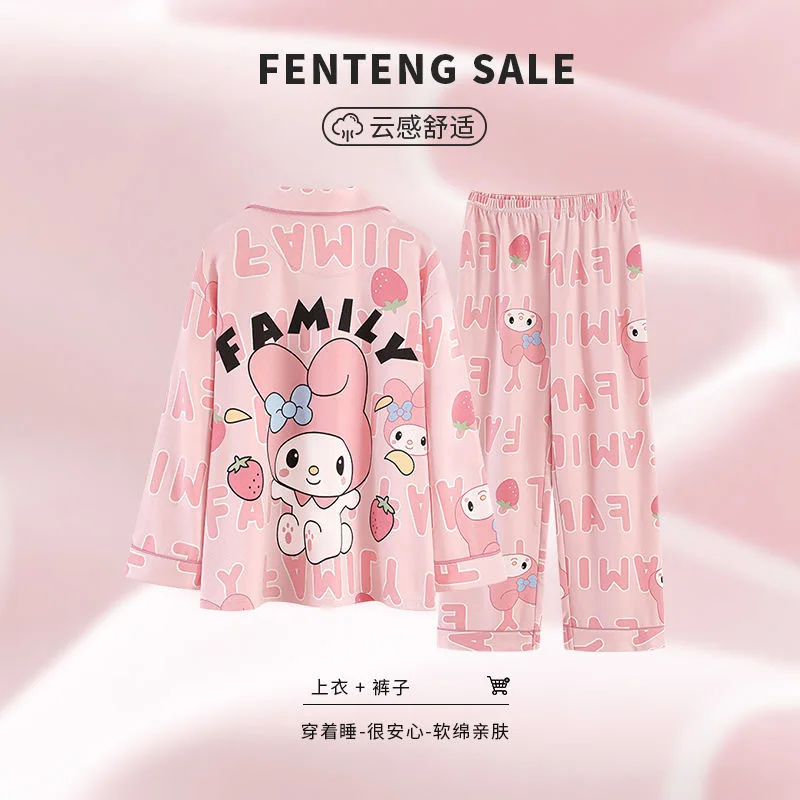 

Melody Comics Women's Sleepwear Cute Cartoon Pajamas Two Piece Set Comfortable Loose Girls' Home Clothes