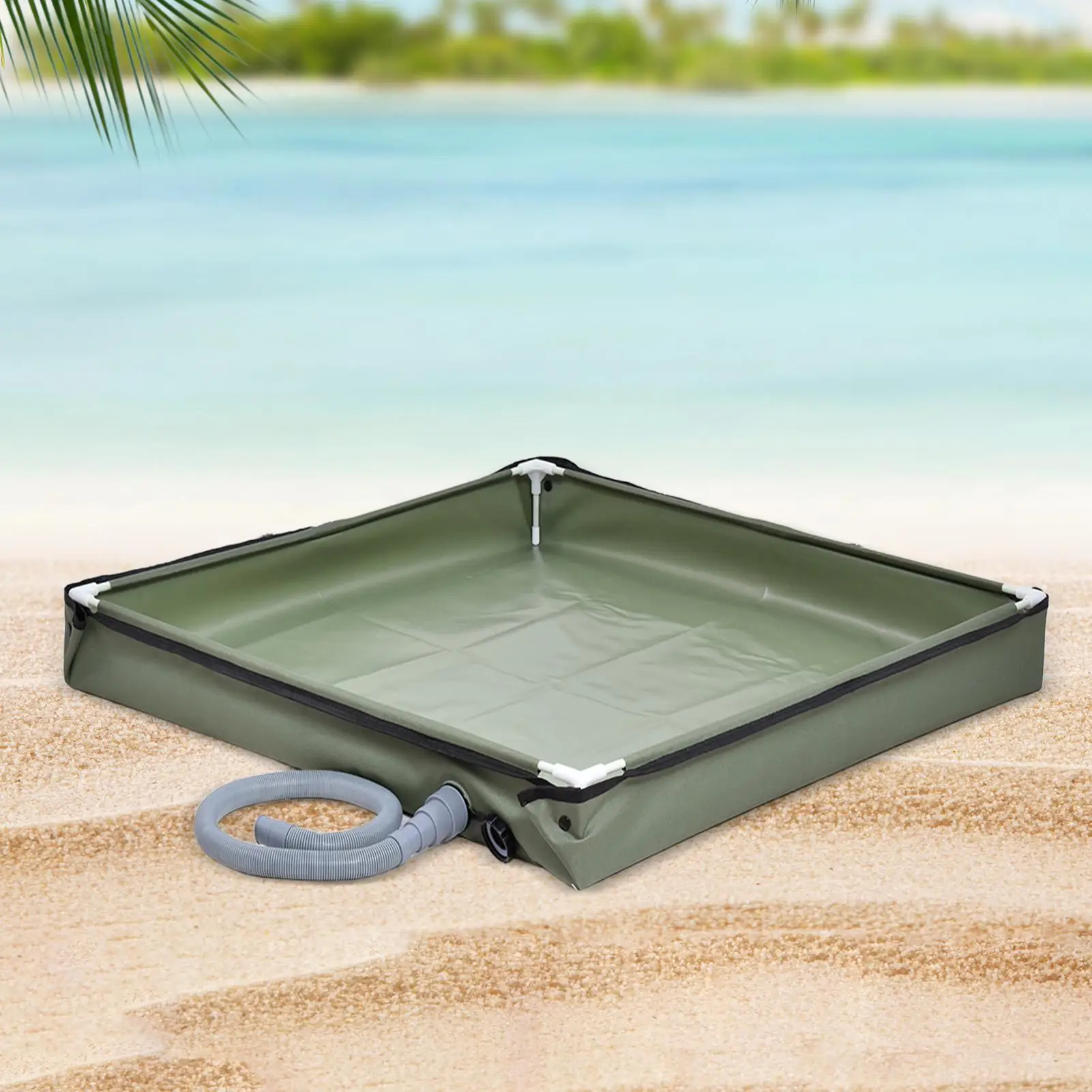 Camping Shower Base Outdoor Folding Shower Enclosure Base Drainage Hole Basin Waterproof Tent Awning Bottom for Pet Bath RV