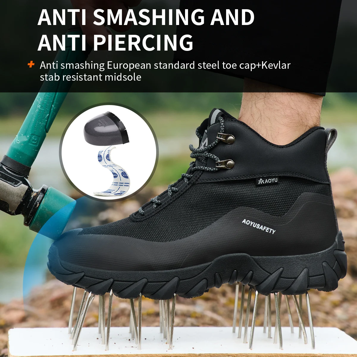 

Мужская рабочая защитная обувь, рабочие кроссовки с защитой от проколов, мужская неразрушимая рабочая обувь, мужские ботинки, легкая мужская обувь, защитные ботинки