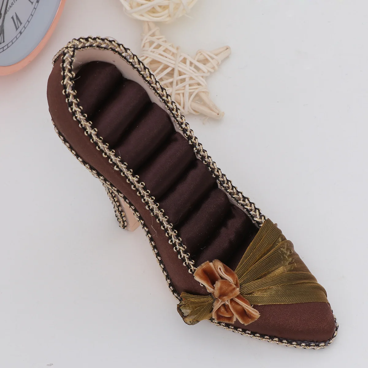 

Dark Brown Creative Jewelry Display Stand High Heeled Earring Ring Holder Organizing Solution for Women