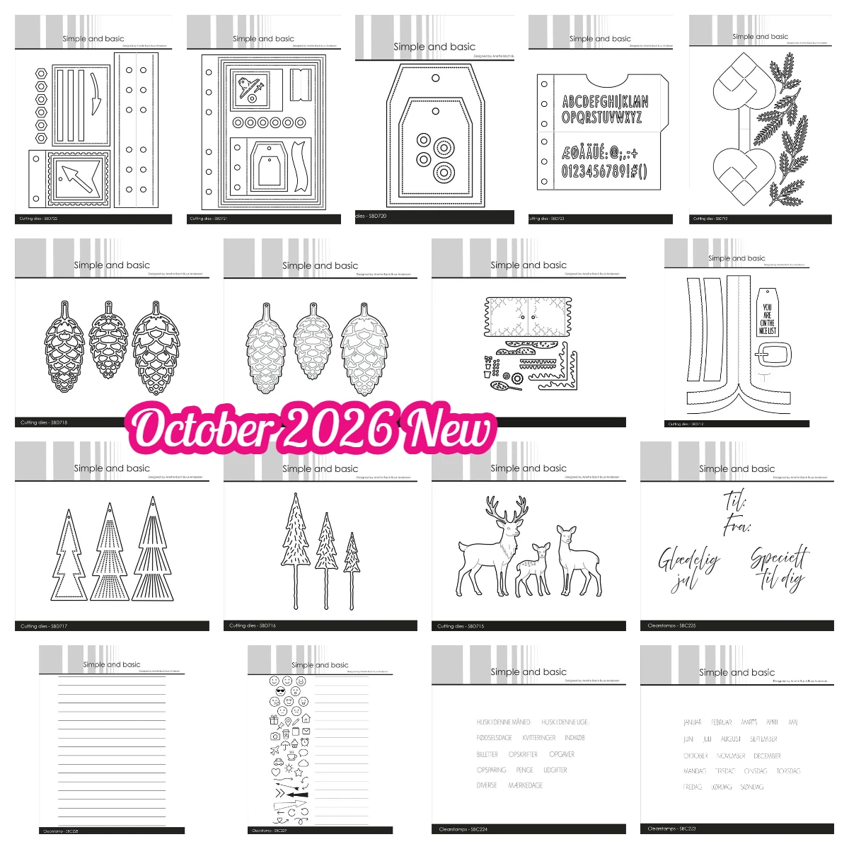 New Simple and Basic Christmas Tree Ornaments Santa Items Metal Cutting Dies Danske Tekster Stamps DIY Scrapbooking Die Cuts