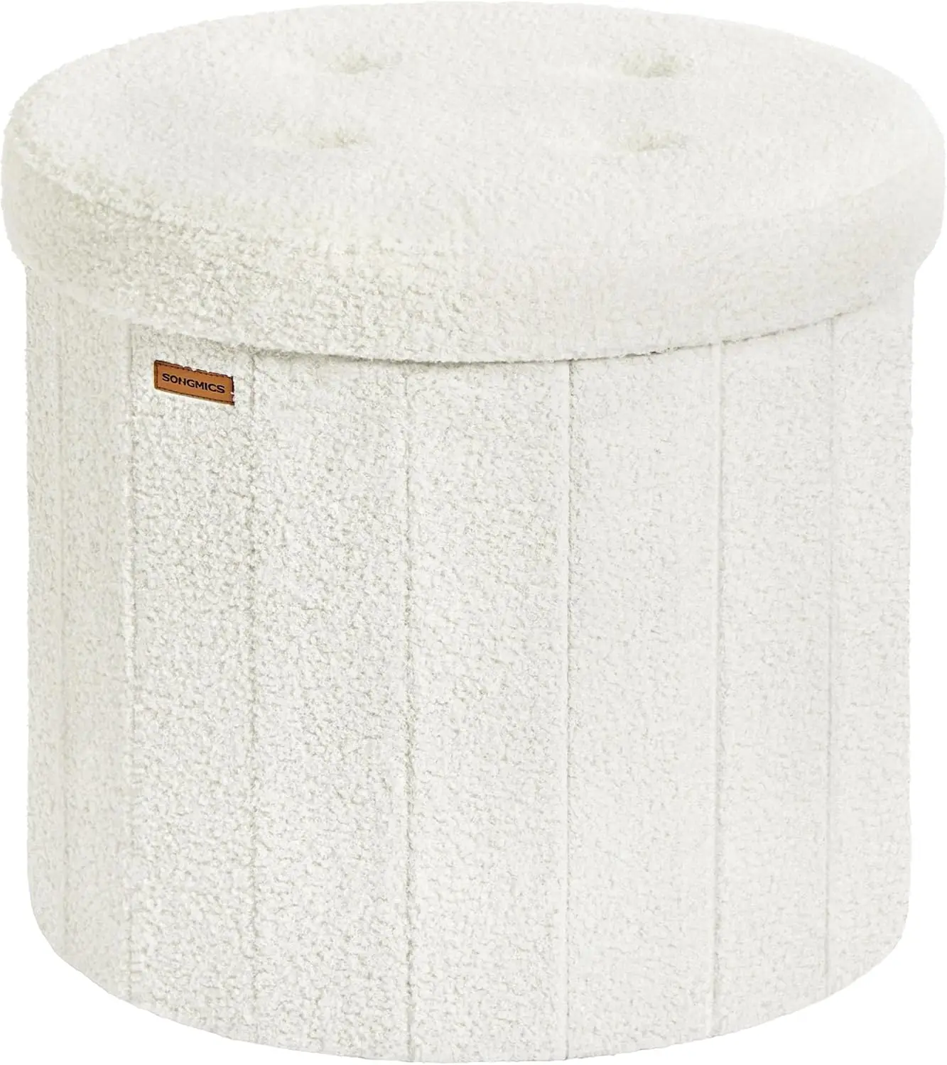 

Round Storage Ottoman with Removable Lid, Foldable Footrest Stool for Living Room, Bedroom, Entryway - Cream White