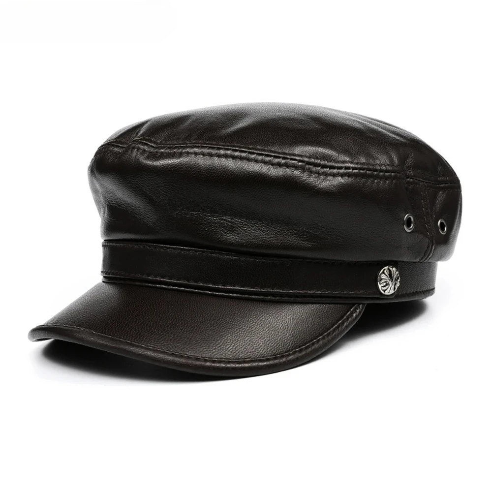 

Зимняя кепка-газетчица черная, унисекс, из натуральной овчины, в стиле милитари, из натуральной кожи, ретро, женская кепка-бейкер, армейская кепка