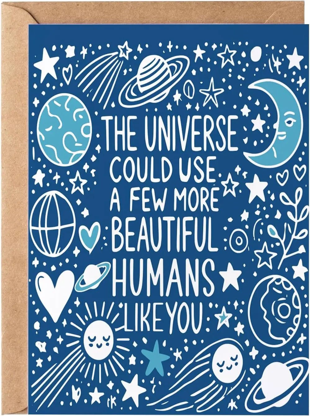 

Universe Could Use a Few More Beautiful Humans Like You Greeting Card - Thoughtful Moon and Stars Just Because Birthday Gift Ide