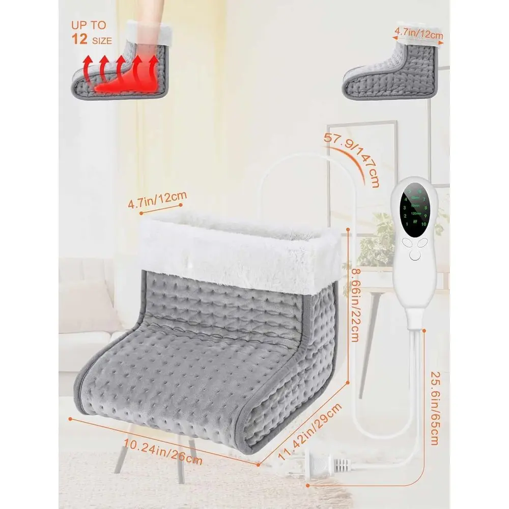 Scaldapiedi elettrico con 10 livelli di calore e 3 opzioni timer per un comodo uso invernale a casa o in ufficio