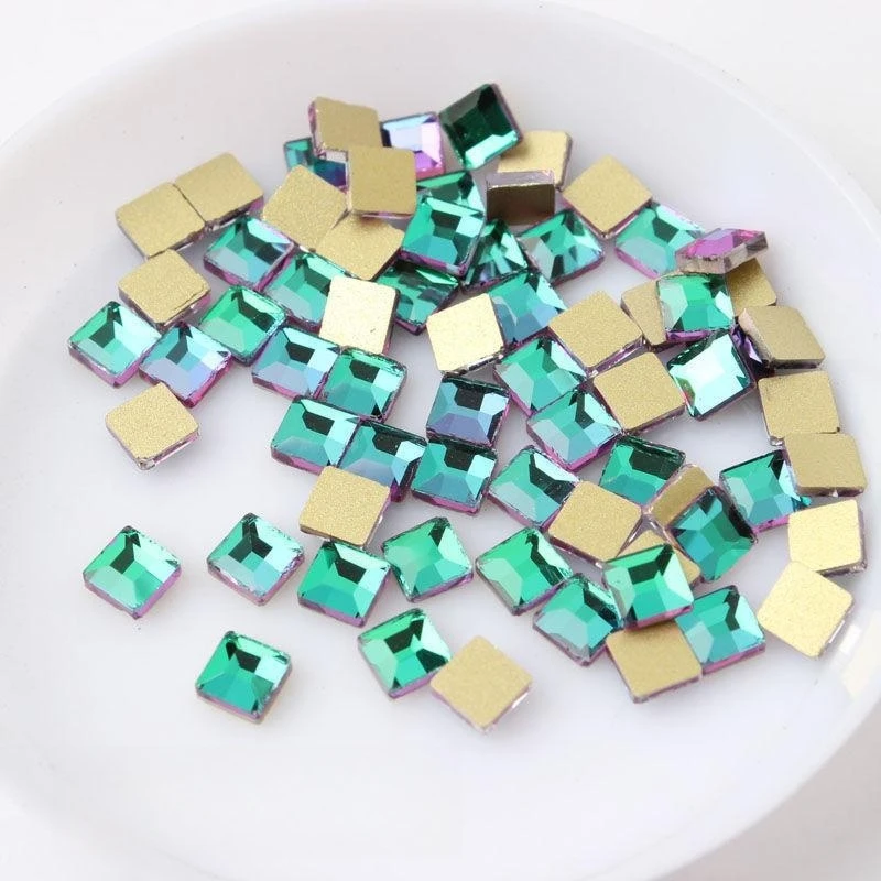 3mm/4mm Square Shape Boutique Flat bottom nail art rhinestones Glass crystal 3D nail decoration Multiple shapes wholesale