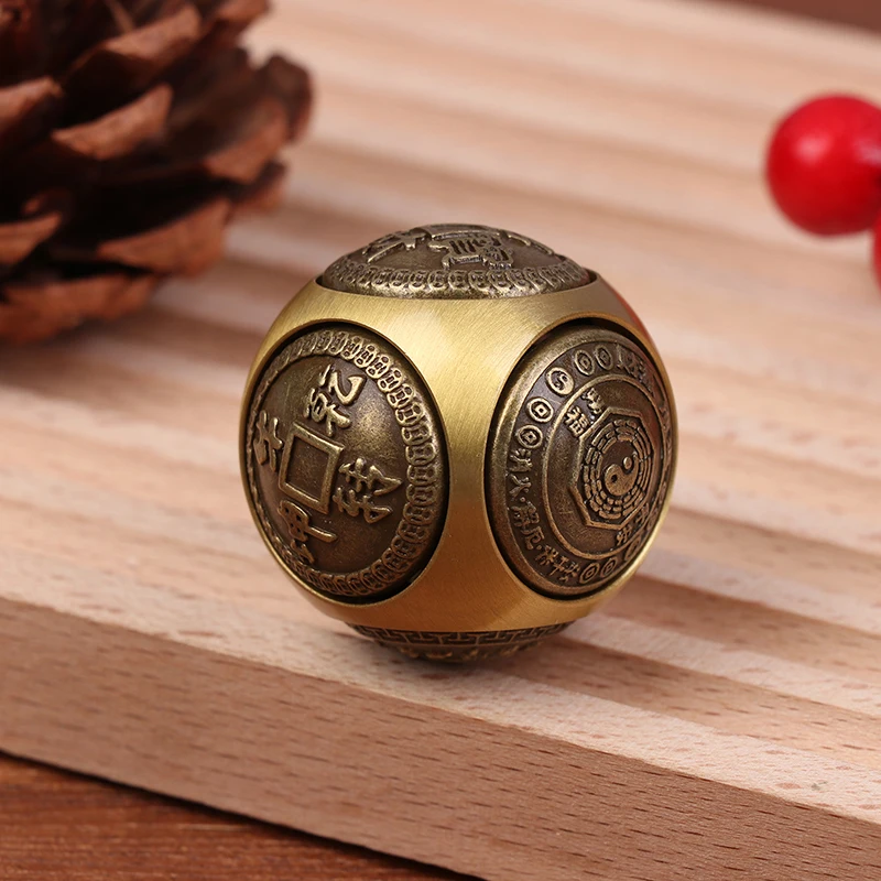 真鍮製幸運のお金フィジェットスピナー - 六面体ストレス解消キューブおもちゃ