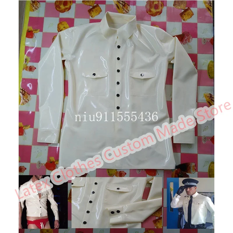 

Sexy Lingerie for Women White Handmade Latex Top Rubber Suit Halloween Cosplay Costumes White Color