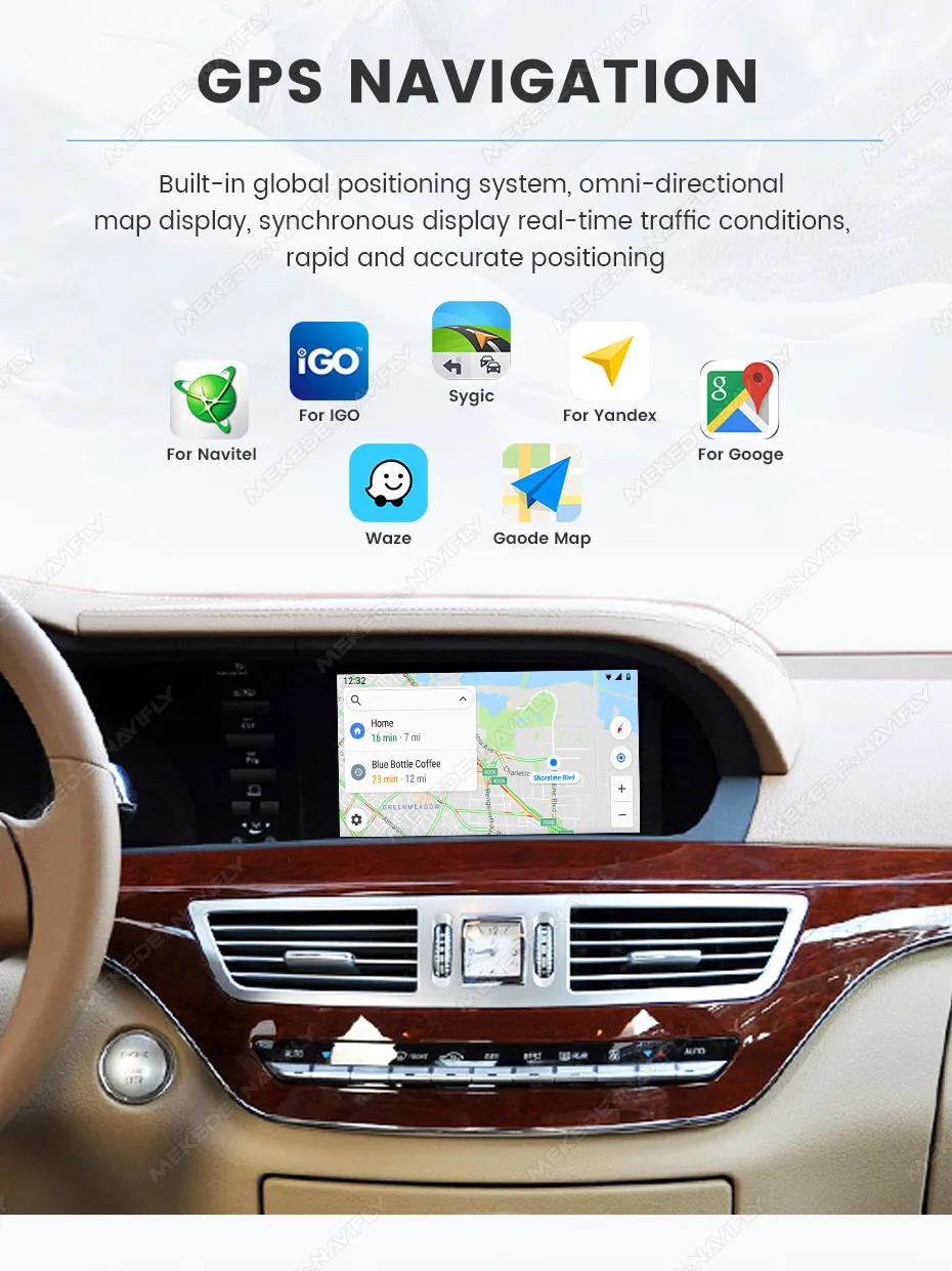 MEKEDE Neu eingetroffener kabelloser CarPlay Android Auto Decoder für Mercedes Benz S-Klasse W221 NTG3.0 NTG 3.5 BT Mirror Link Auto-Modul – Detail 12