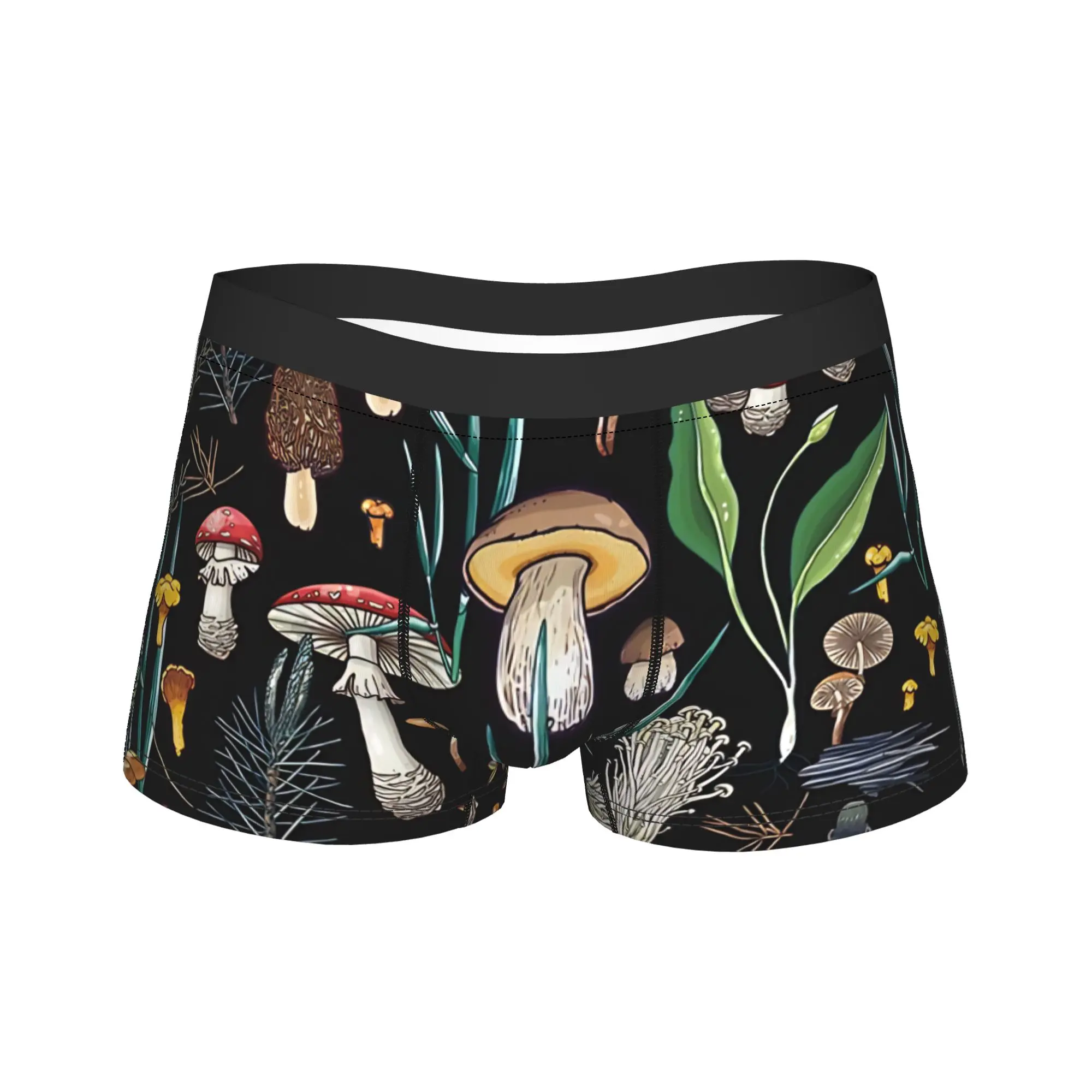 Calming Forest  Trunk Mushroom Pouch Underwear Quality Customs Boxer Brief Novelty Man Underpants Plus Size 2XL