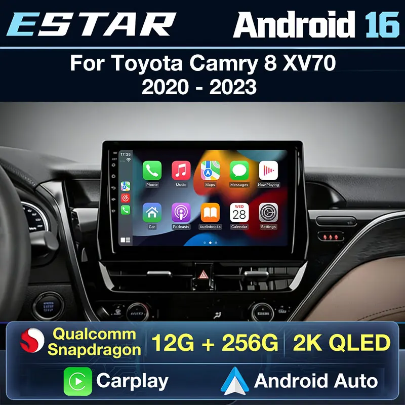 For Toyota Camry 8 XV70 2020 - 2023 Android 16 Car Radio GPS Multimedia Player Navi Head Unit 360 Camera Stereo Wireless Carplay