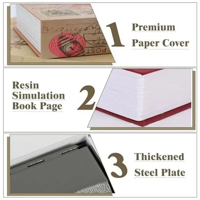 [NEWA08R】 Decorative Book Safe Box With Password Lock, Vintage Faux Book Safe For Decoration, Secret Diversion Book,A Eas