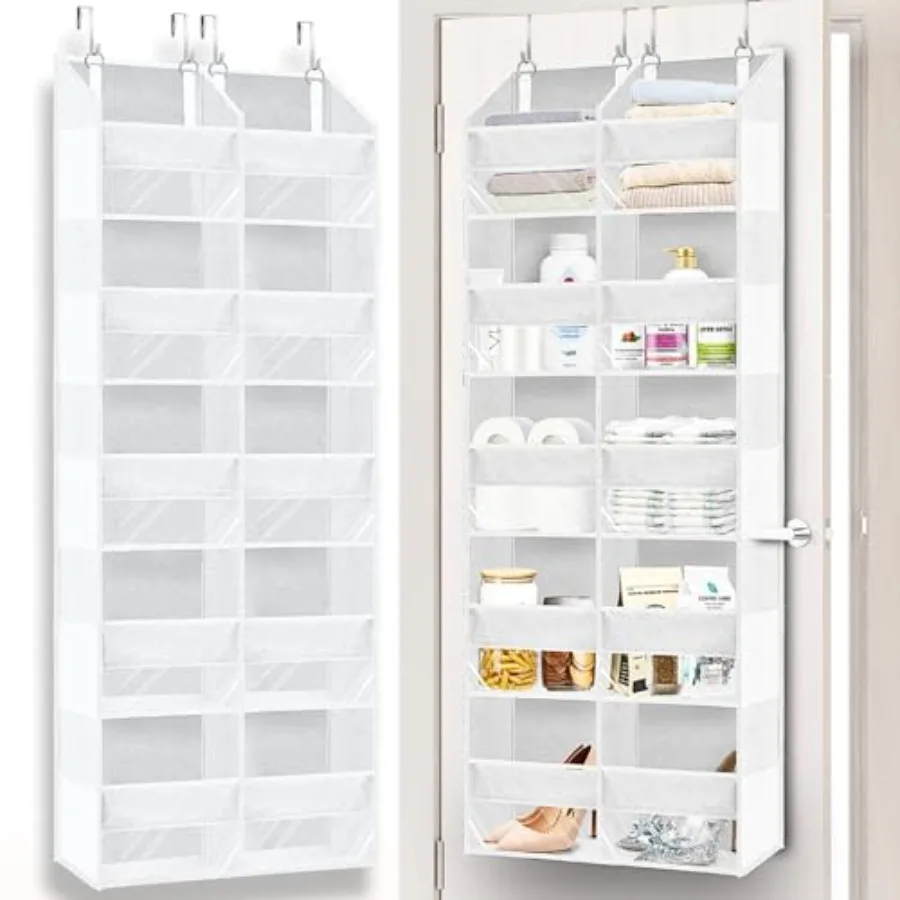 

White Over The Door Organizer 5 Tiers Extra Large Behind Door Storage of 10 Compartments 80 lbs Weight Capacity Over The Door S