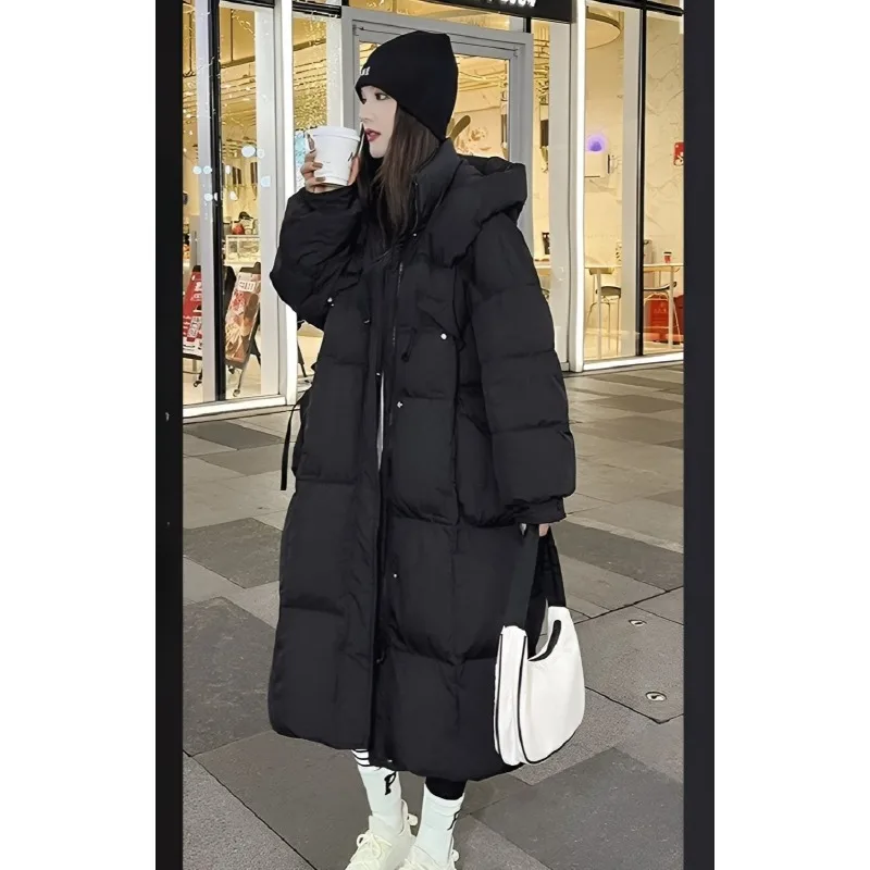 

A 300-pound extra-large thickened down cotton-padded jacket winter new Korean style loose slimming long jacket reaches the knees