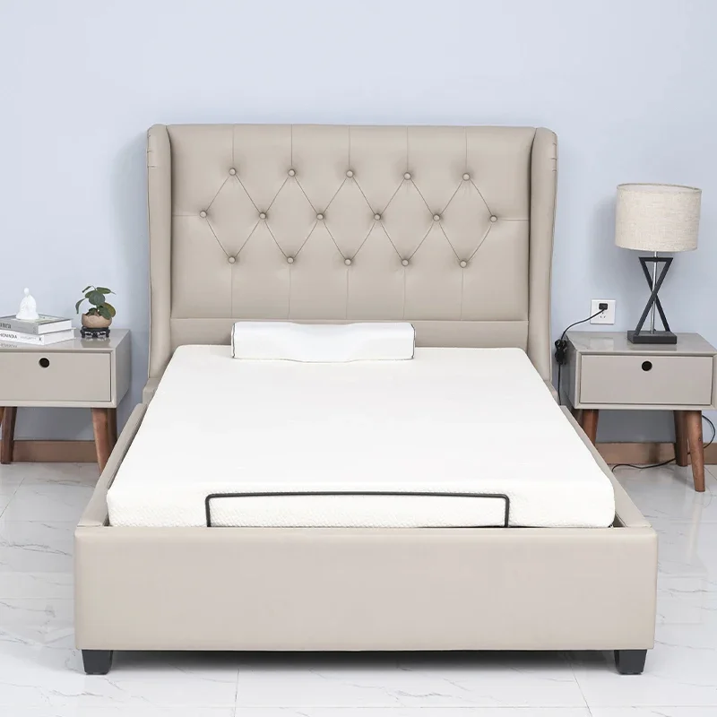 Massage head and foot lift, up and down electric folding adjustable health home care bed, with headboard side rail