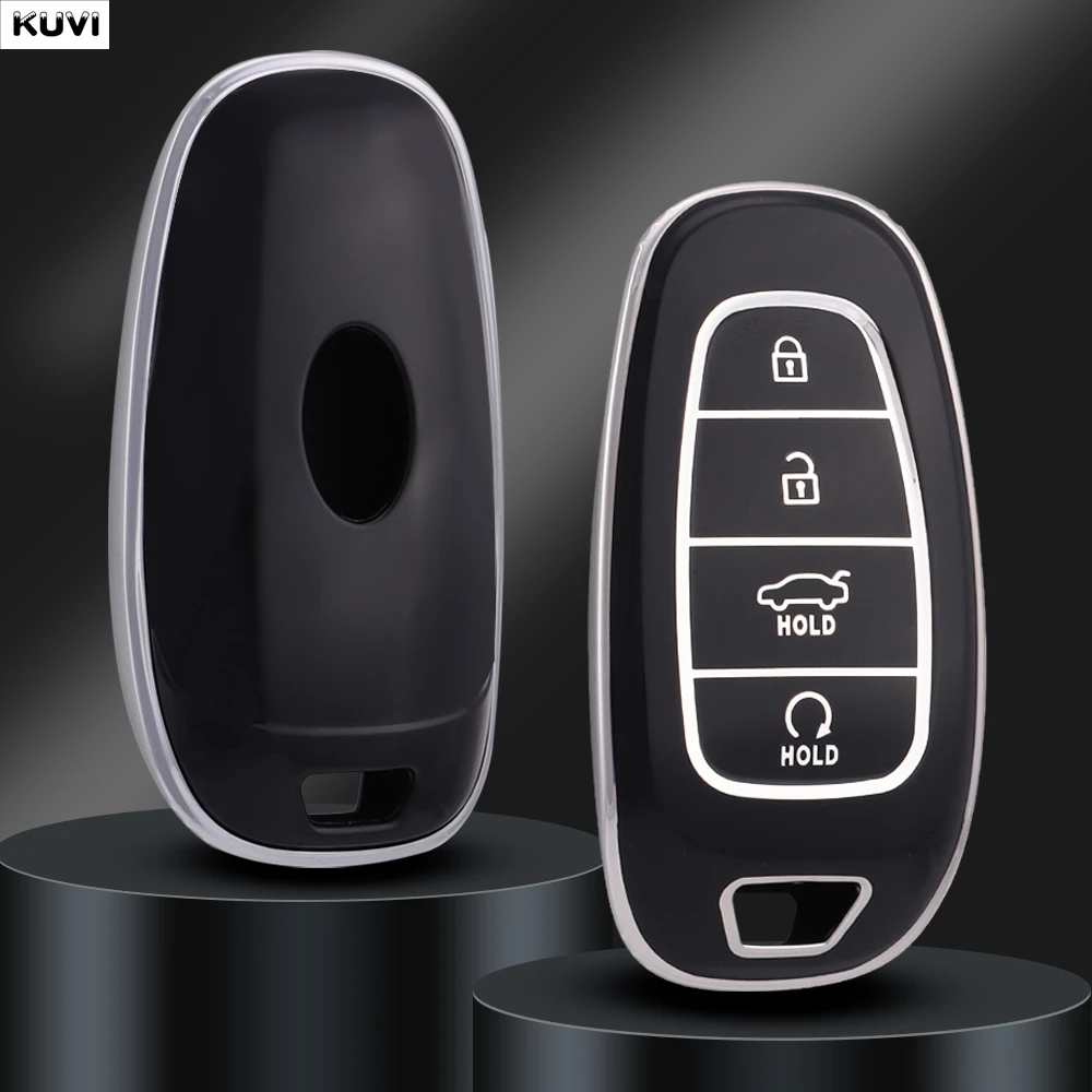 4 Button TPU Car Remote Key Case Cover For Hyundai Santa Fe Tucson 2022 NEXO NX4 Ioniq 5 Atos Prime Solaris 2021 Fob Accessories