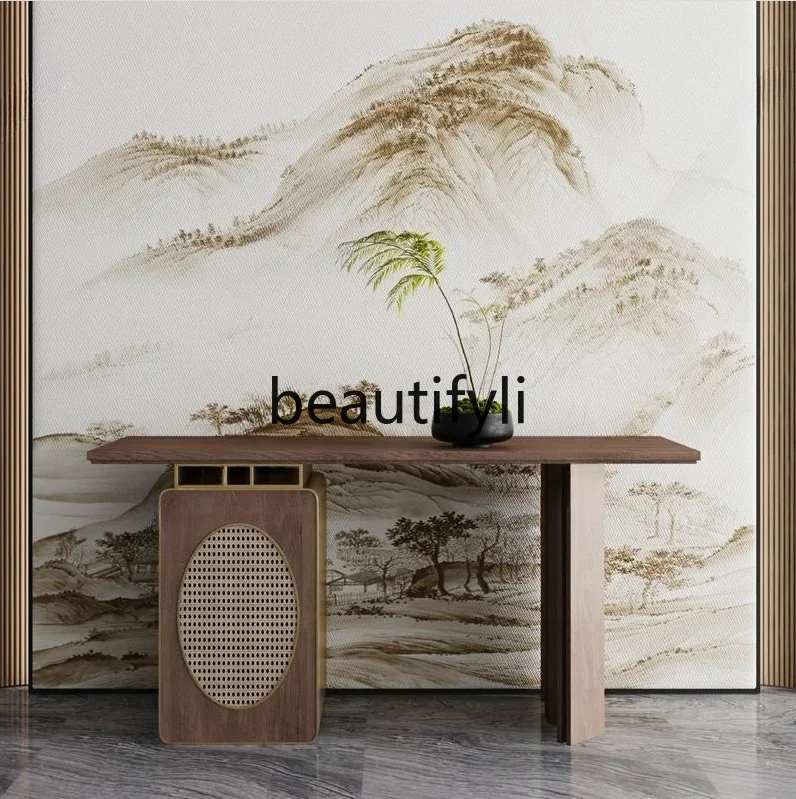 Living room strip case Entry end view table Decoration enchantment table against the wall Solid wood strip table