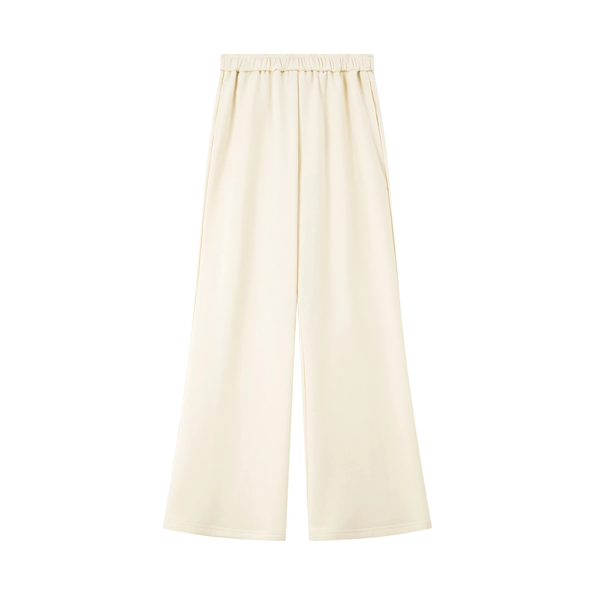 VIMLY Flared Women Apricot Pants Autumn 2025 New Elegant Strecth Knitted Casual Long Pants Fashion Pockets Woman Trousers A2855