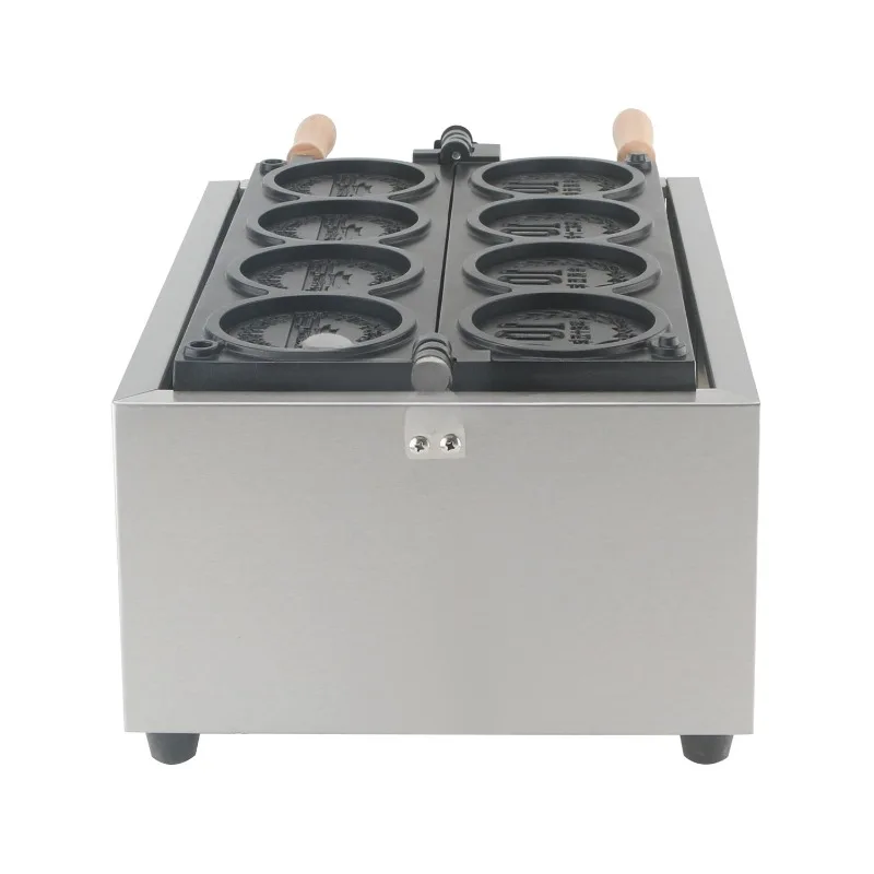 

Professional Restaurant Equipment Electric 4pcs Cheese Gold Coin Pancake Waffle Machine 10 yen Commercial Burger Machine