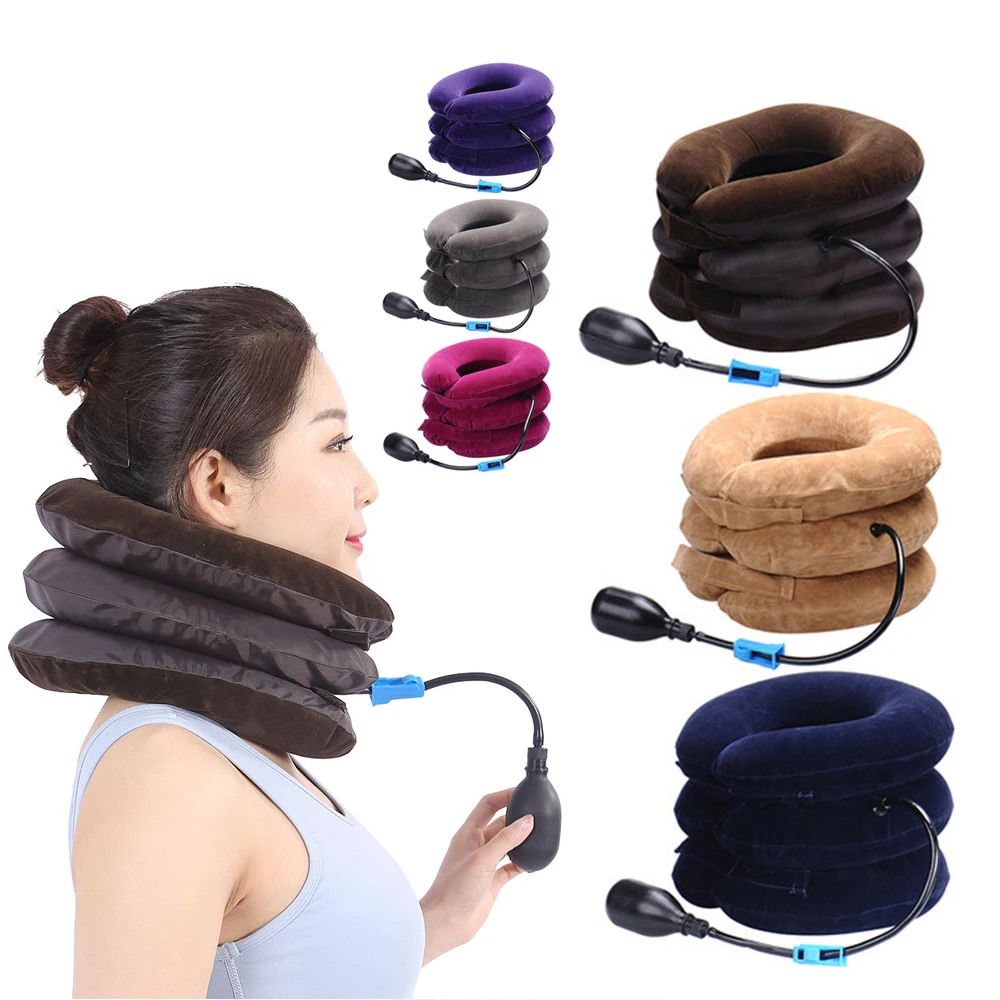 Air Inflatable Cervical Traction Collar Brace Pillow Chiropractic Pain Relief Neck Relax Cushion Support Protection Stretcher D2