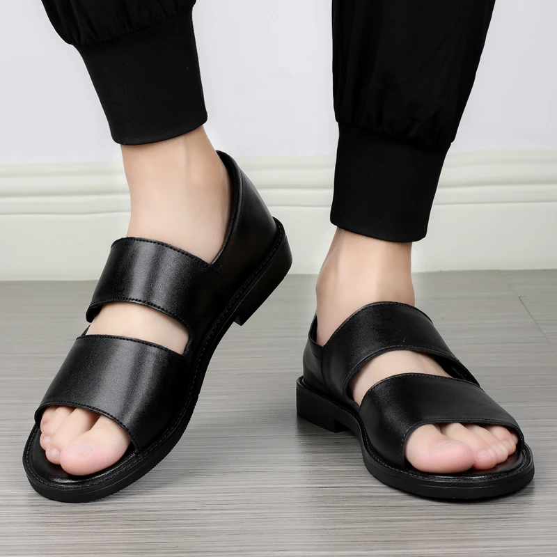 

High Quality Rome Sandals for Men Genuine Leather Beach Sandals White Summer Men's Shoes Breathable Casual Gladiator Slippers