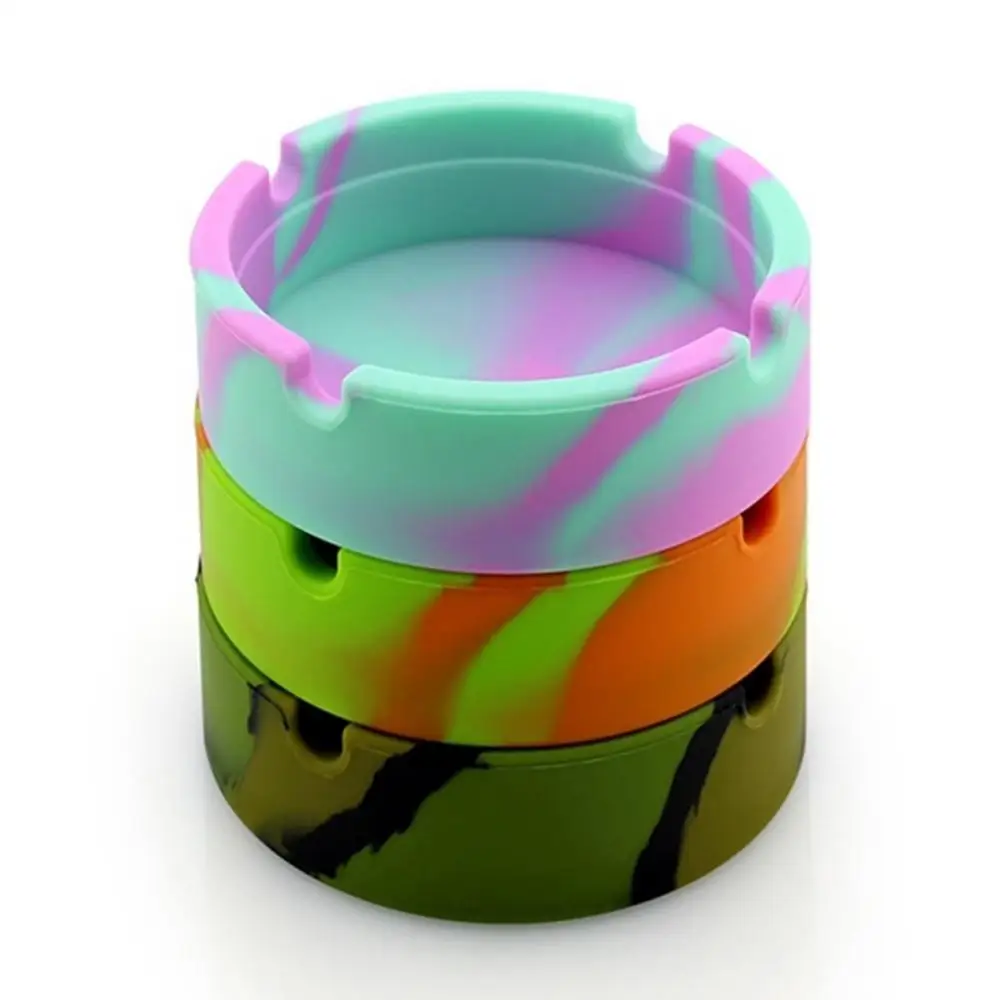 Luminous Ashtray Colorful Silicone Gel Ashtray  Soft Round Camouflage Fluorescent Smoke Convenient Tobacco Cigarette Ash Tray