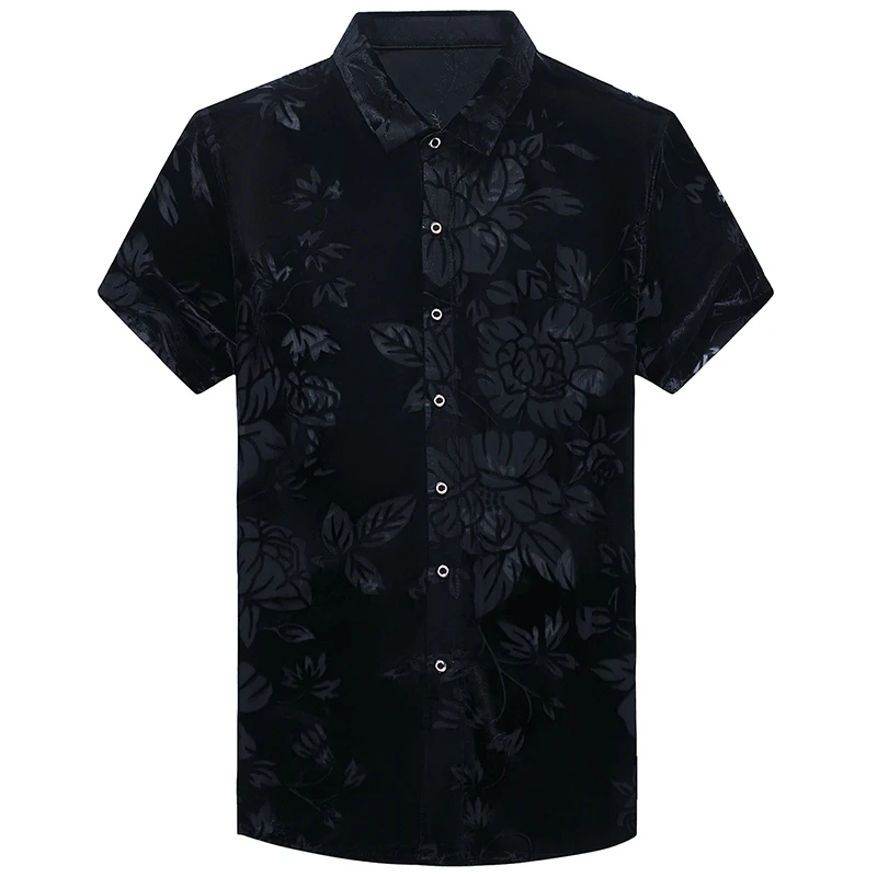 Nouveau 2021 Sexy Érable Fleur Chemise Pour Hommes Mode Transparent Noir Chemise Printemps été Grande Taille Bureau Fête Décontracté Petit Haut